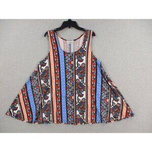 Hot Ginger Womens Sleeveless Striped Paisley Swing Tank Top Size - M USA Made